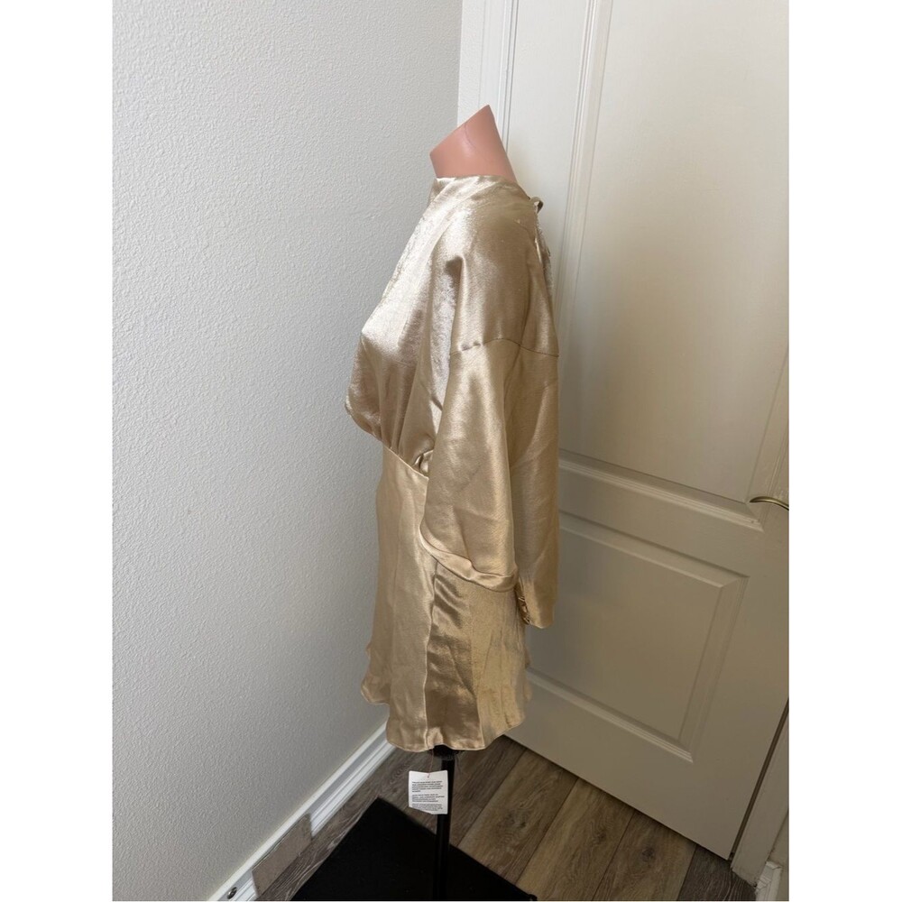 ASOS Shimmery Champagne Satin Mini Dress Sz 2 - Picture 2 of 6